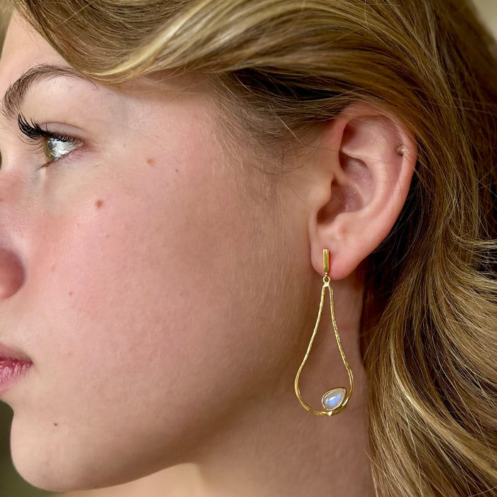 Gold + Moonstone Drop Earrings