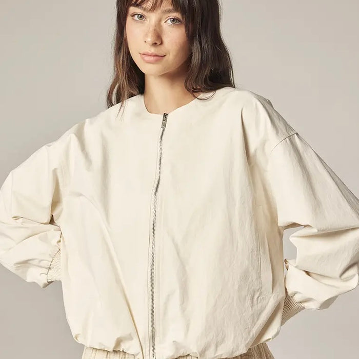 Amente-Smoked Sleeve Zip Up Jacket