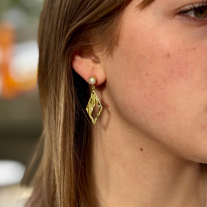 Gold & Moonstone Drop Earrings