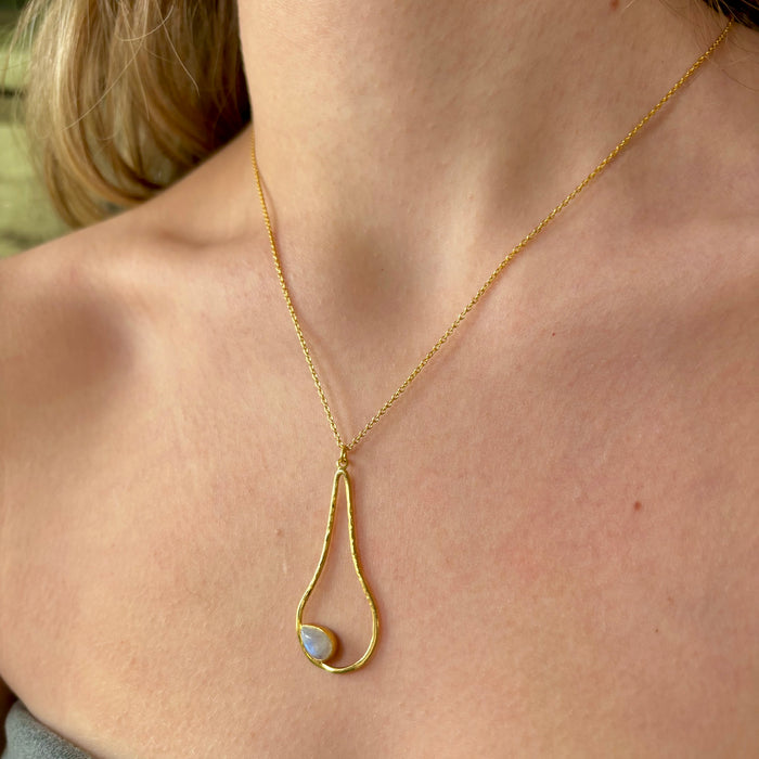 Gold + Moonstone Drop Necklace