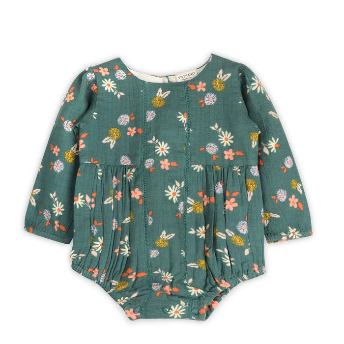 Viverano Organics-Bora Floral Baby Romper & Headband Set (Organic Muslin)