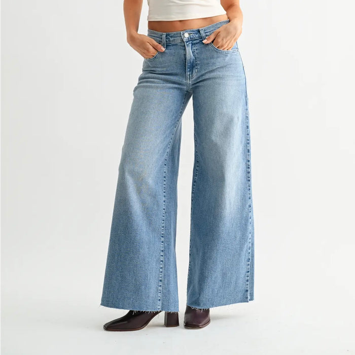 Just Black Denim- Super Wide Leg Stretch light wash