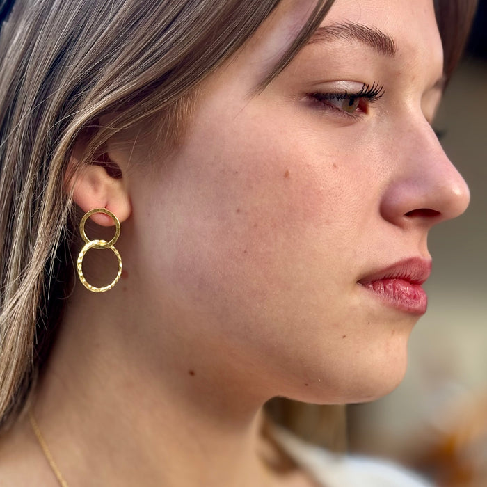 Double Hoop Hammered Earrings