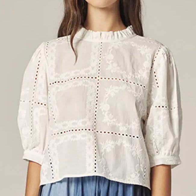 Amente- Puff Sleeve Tie Back Top