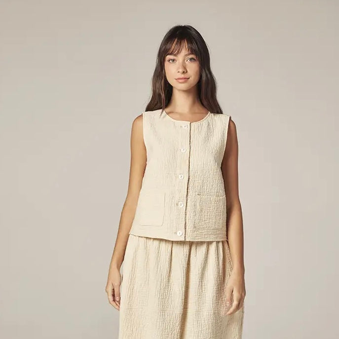Amente- Button Down Jacquard Top