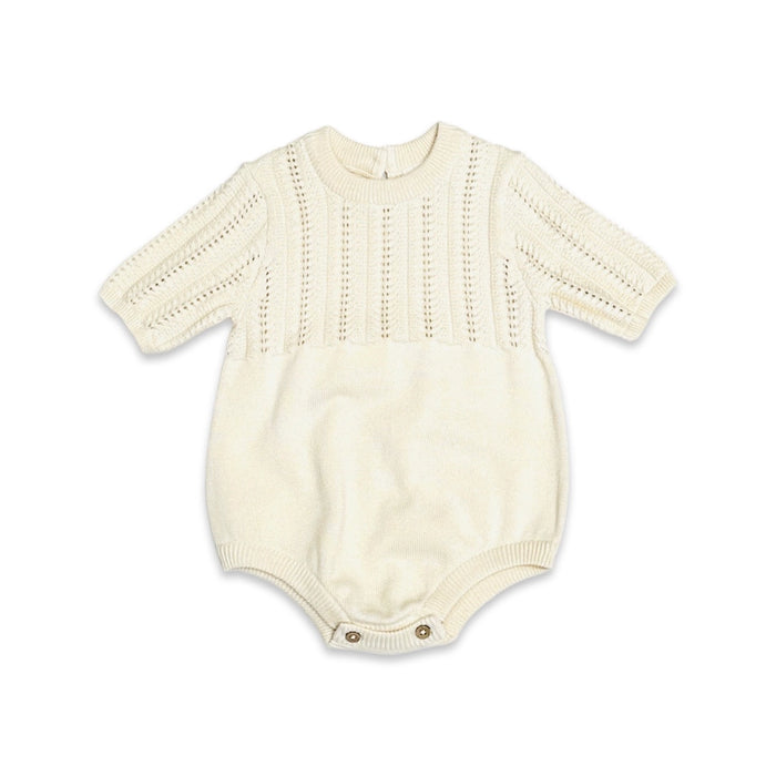 Viverano Organics-Pointelle Knit Baby Bodysuit Romper/Natural