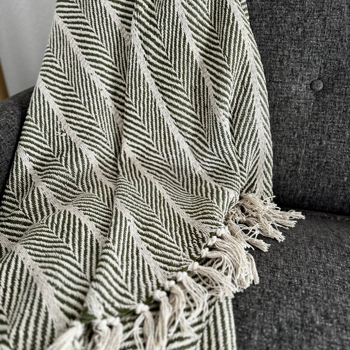 Olive Organic Cotton Throw Blanket