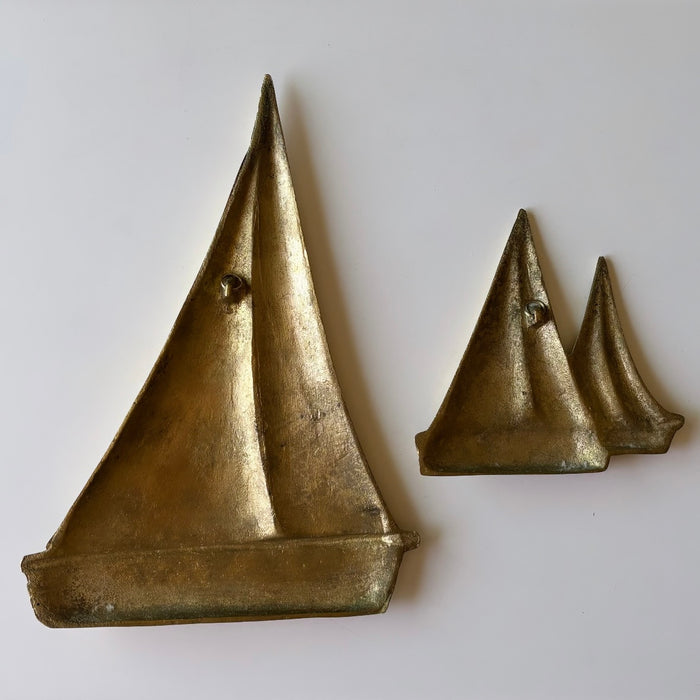 Pair of vintage Brass Sailboat Wall Decor