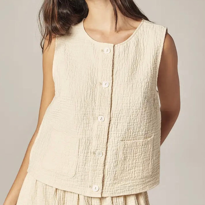 Amente- Button Down Jacquard Top