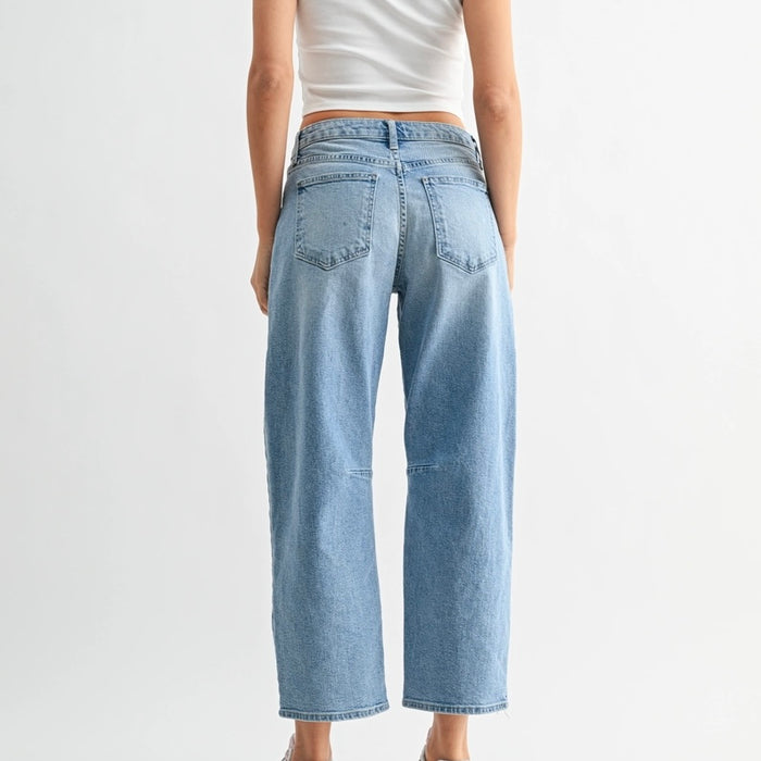 Just Black Denim- Utility Seamed Barrel light wash