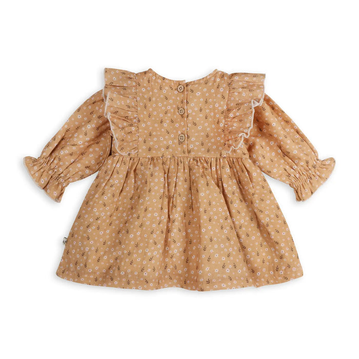 Viverano Organics- Floral Ruffle Baby Dress & Bloomer (Organic Muslin)