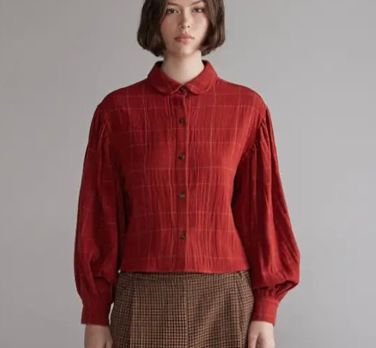 Amente- Plaid Volume Blouse