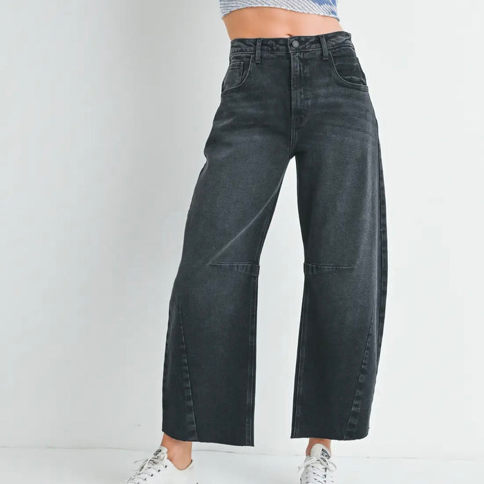 Just Black Denim- Barrel Jean w/ Seams Black