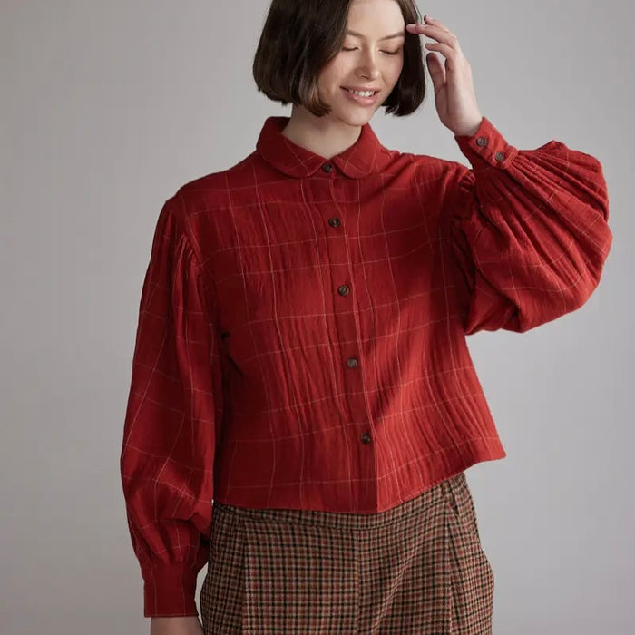 Amente- Plaid Volume Blouse