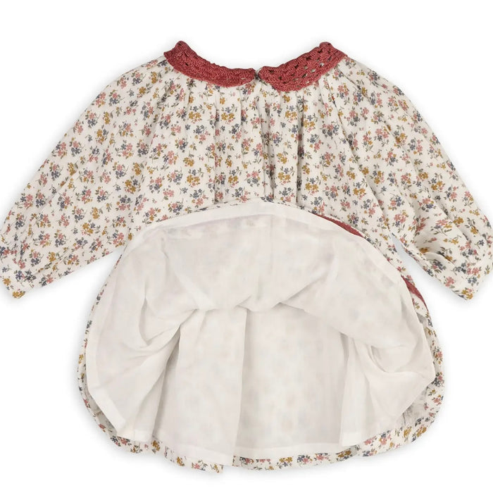 Viverano Organics-Floral Lace Collar Muslin Baby Dress & Bloomer