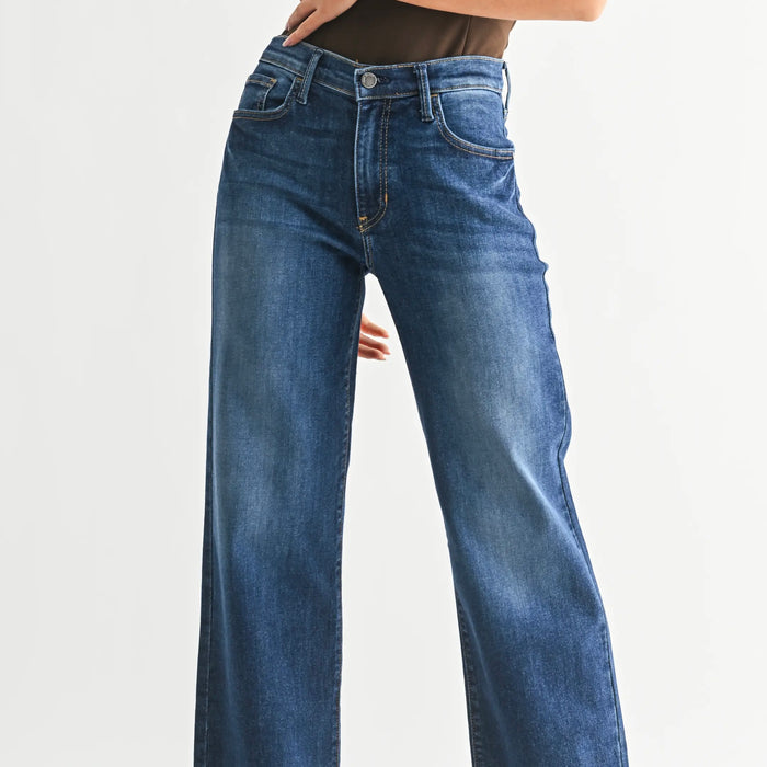 Just Black Denim- Slim Palazzo w/ Scissor Cut Hem - Dark Denim