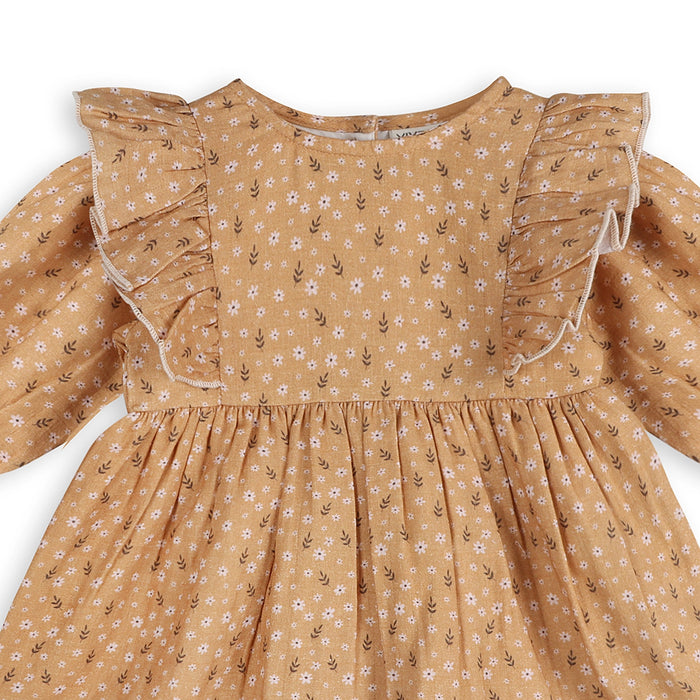 Viverano Organics- Floral Ruffle Baby Dress & Bloomer (Organic Muslin)