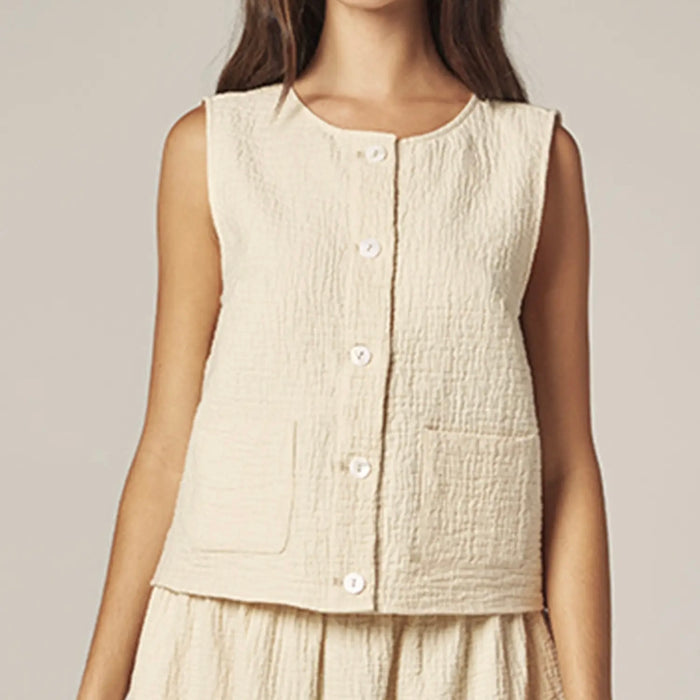 Amente- Button Down Jacquard Top
