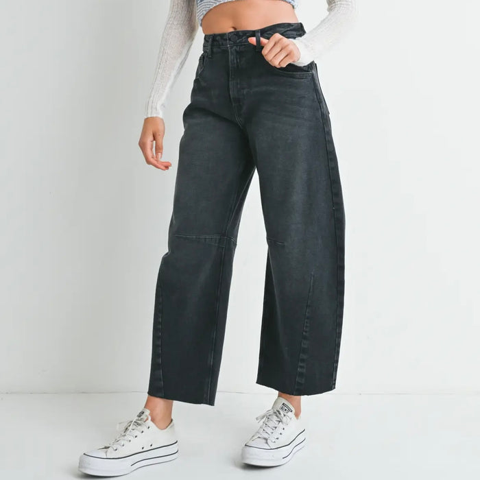 Just Black Denim- Barrel Jean w/ Seams Black