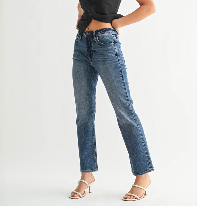 Just Black Denim- Slim Cropped Bootcut Dark Wash