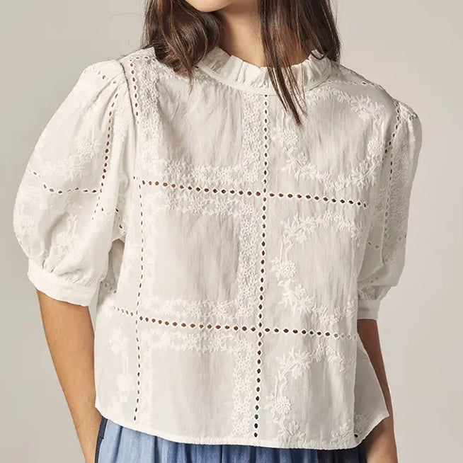 Amente- Puff Sleeve Tie Back Top