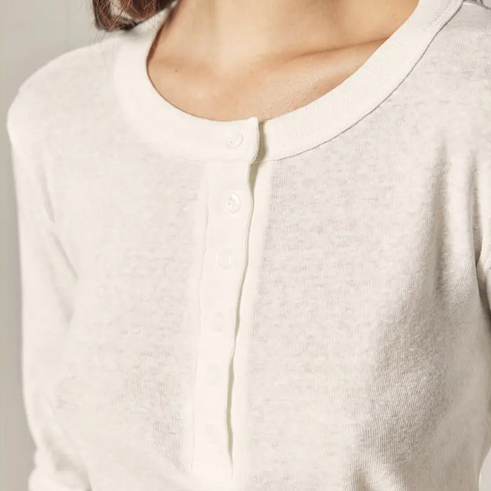 Amente- Long Sleeve Cotton Henry Top