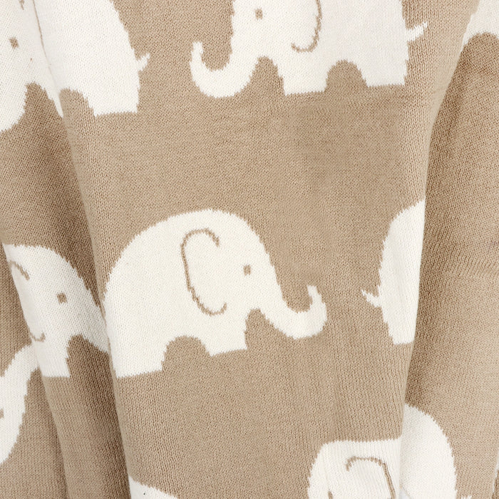 Viverano Organics- Elephant Trail - Organic Jacquard Knit Baby Blankets