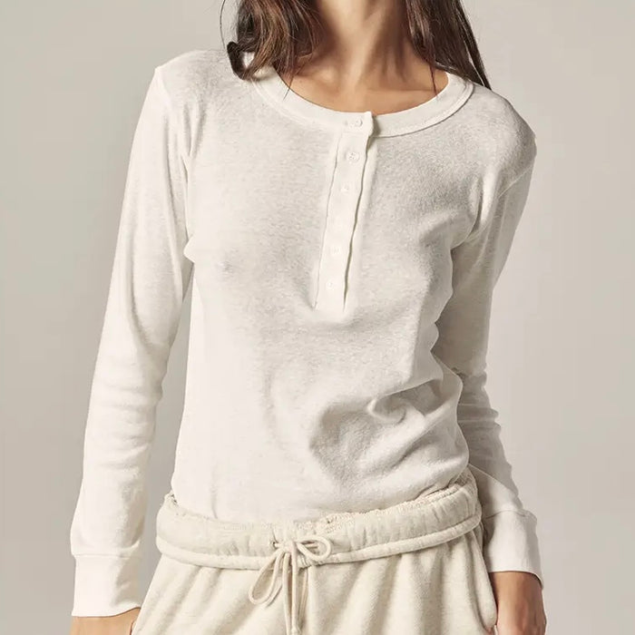 Amente- Long Sleeve Cotton Henry Top