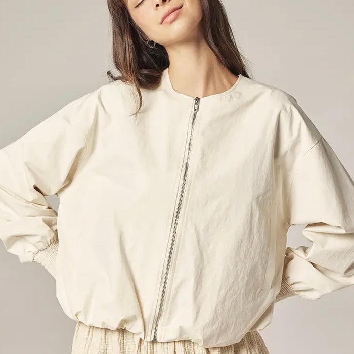 Amente-Smoked Sleeve Zip Up Jacket