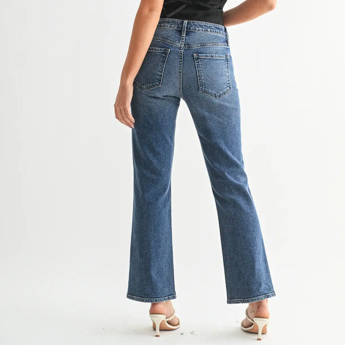 Just Black Denim- Slim Cropped Bootcut Dark Wash