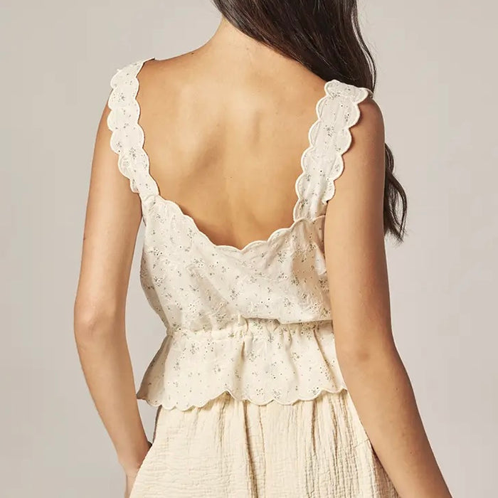 Amente- Scallop Lace Tie Top
