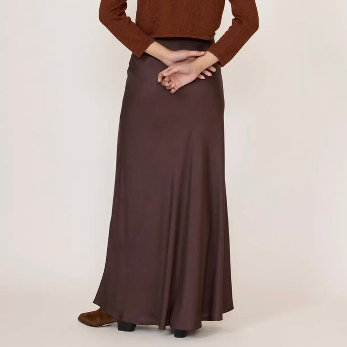 Laude The Label- Bias Maxi Skirt - Chocolate Brown
