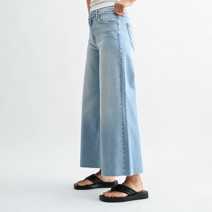 Just Black Denim-Scissor Cut Cropped Wide Leg Flare - Light Wash