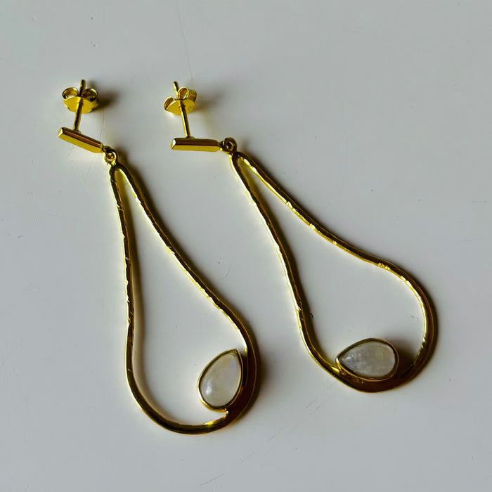 Gold + Moonstone Drop Earrings