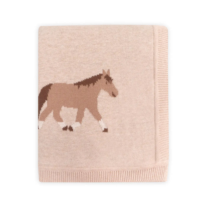Viverano Organics-Pony Snuggles - Organic Cotton Jacquard Knit Baby Blanket