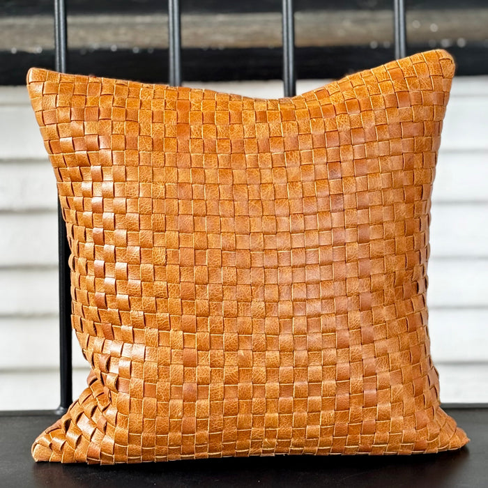 Braided Leather Throw Pillows