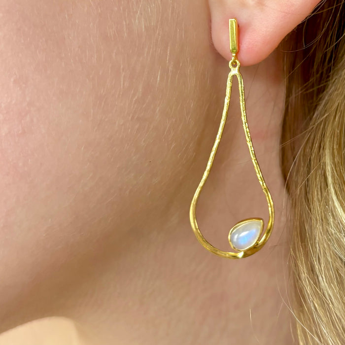 Gold + Moonstone Drop Earrings