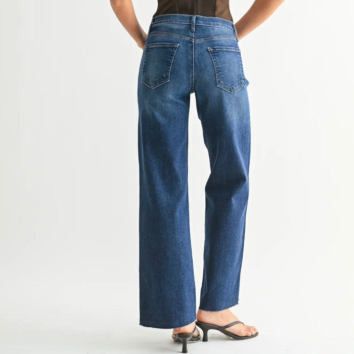 Just Black Denim- Slim Palazzo w/ Scissor Cut Hem - Dark Denim
