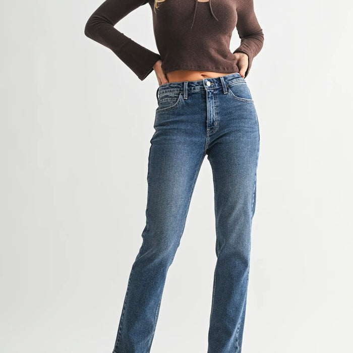 Just Black Denim- High Rise Pencil Jean - Dark Denim
