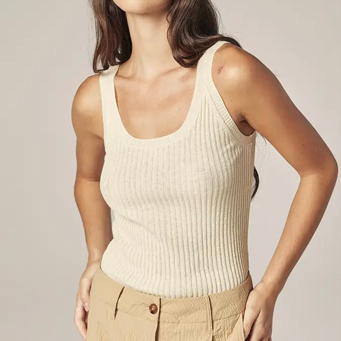 Amente- Cotton Linen Blend Rib Cami