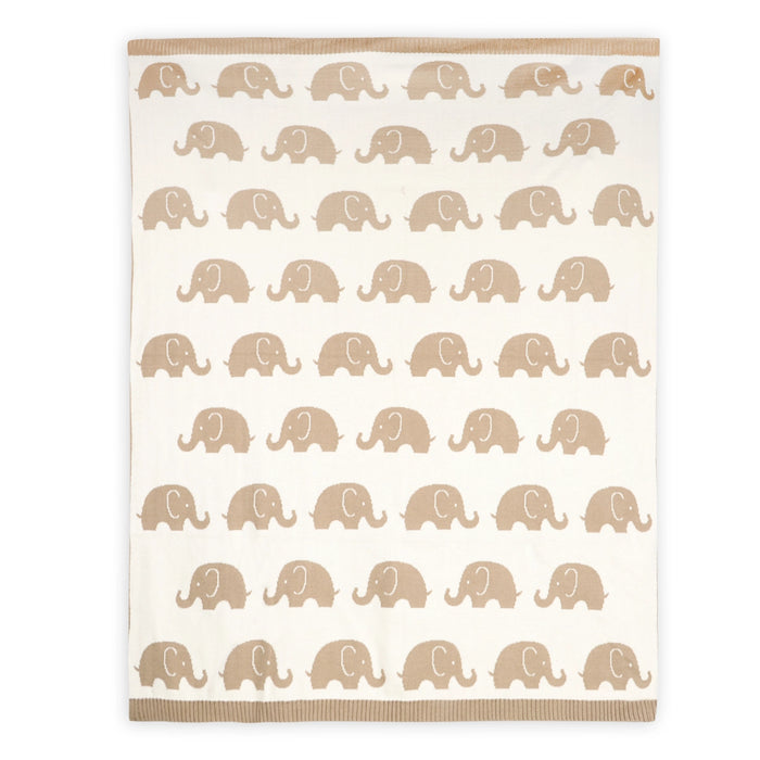Viverano Organics- Elephant Trail - Organic Jacquard Knit Baby Blankets
