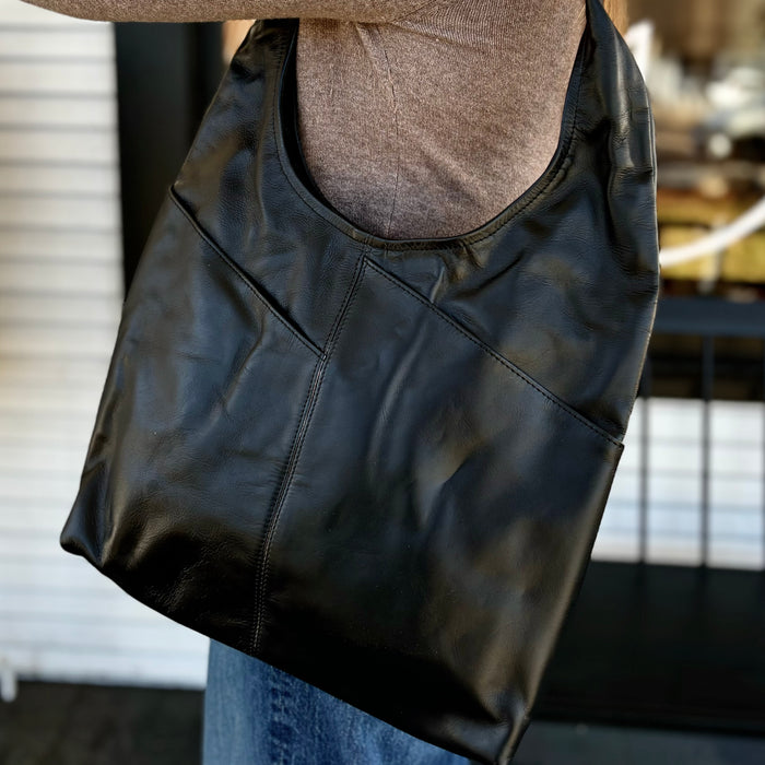 Leather Shoulder Bag - Black