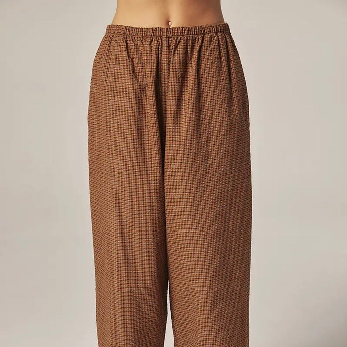 Amente- Plaid Drawstring Pants