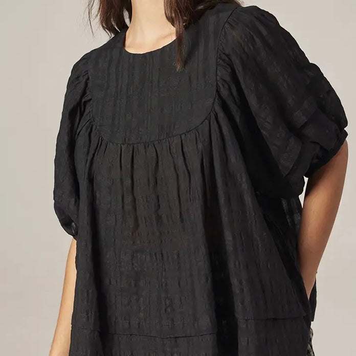 Amente-Romantic Puff Sleeve Yoke Top