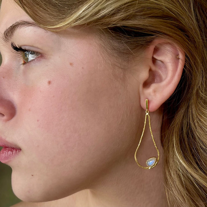 Gold + Moonstone Drop Earrings