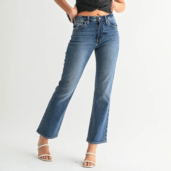Just Black Denim- Slim Cropped Bootcut Dark Wash