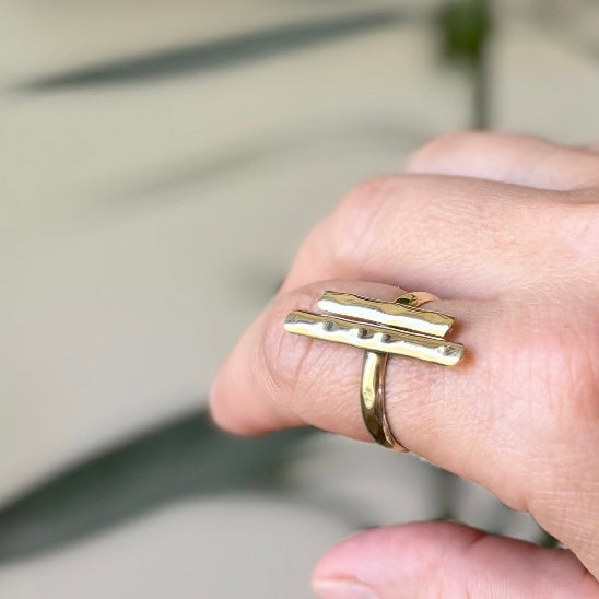 Brass Double Line Ring