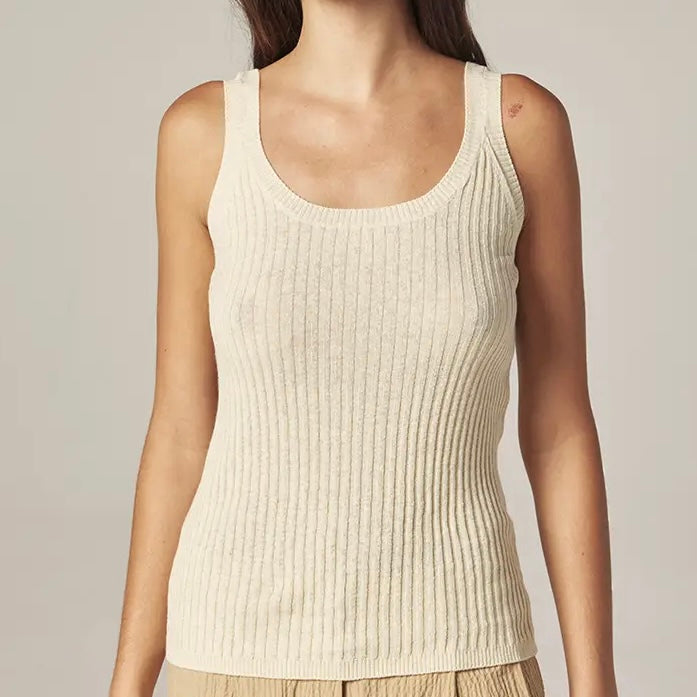 Amente- Cotton Linen Blend Rib Cami
