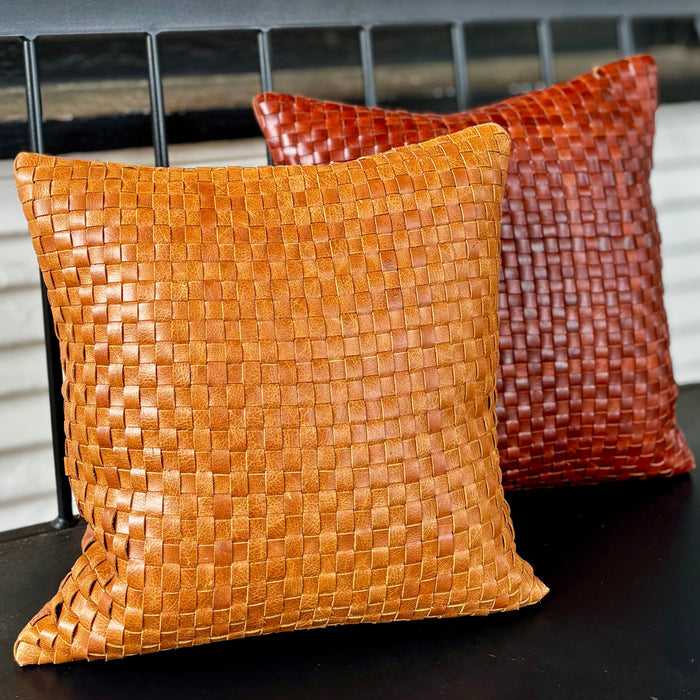 Braided Leather Throw Pillows