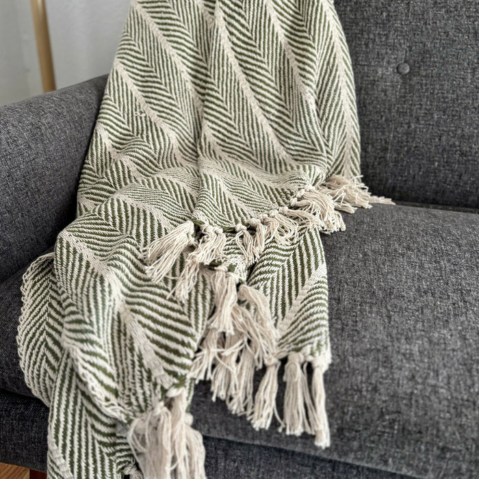 Olive Organic Cotton Throw Blanket